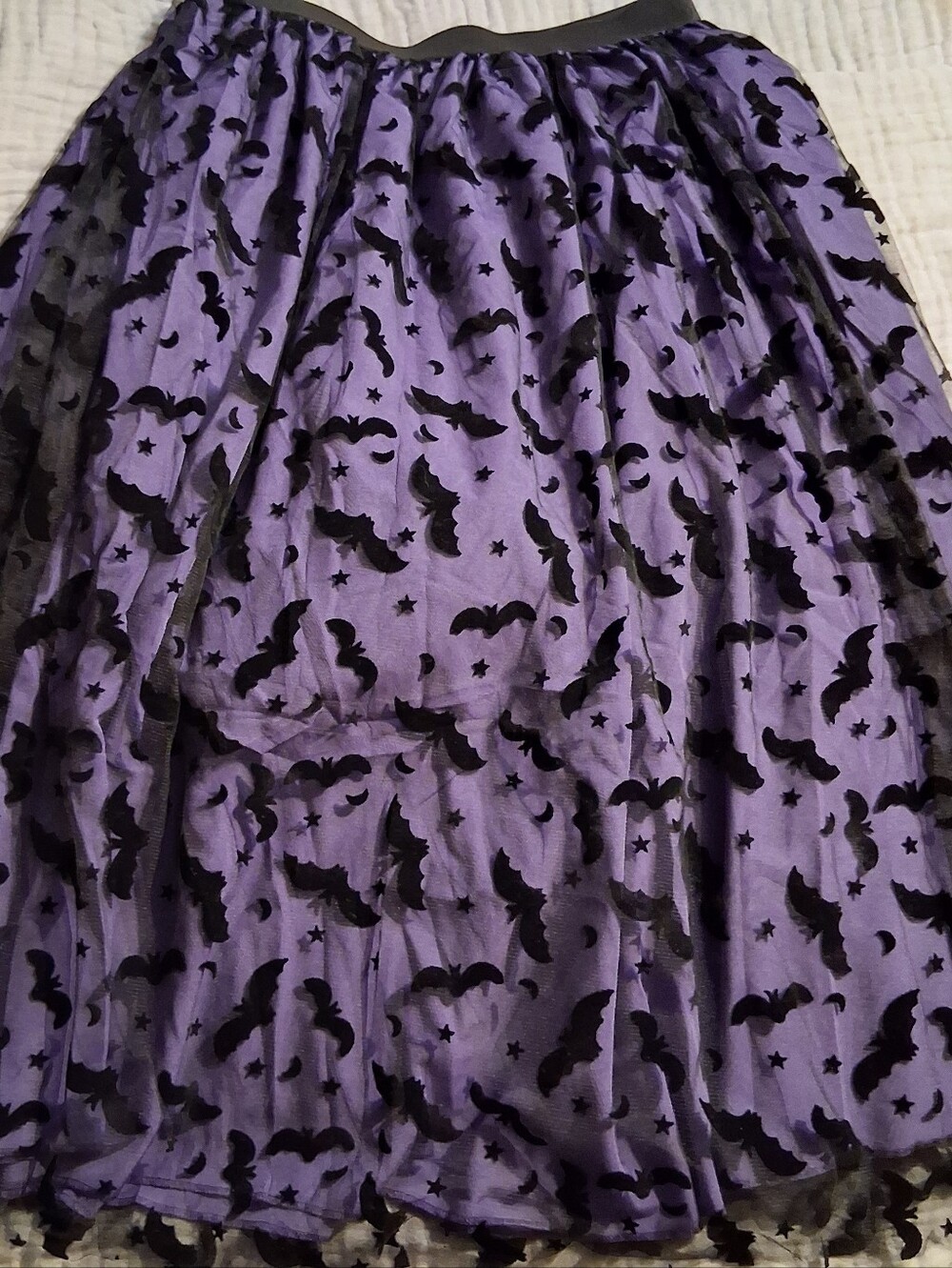 NWOT Chicwish Purple Bat Print Tulle Maxi Skirt Womens L/XL (8-10) - Picture 2 of 9